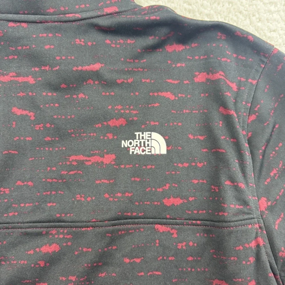 The North Face Sweater Men Large Black Red Camouflage Mock Neck Knit Quarter Zip
